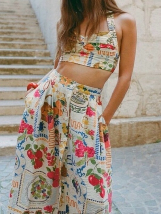 Zara Dresses & Skirts - Zara Printed Cape Two-Piece Skirt Set